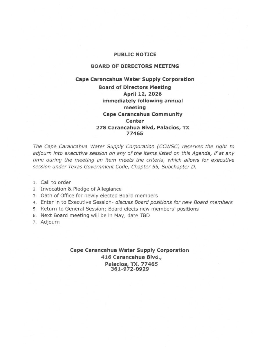 BOD Meeting Agenda 4/12/26