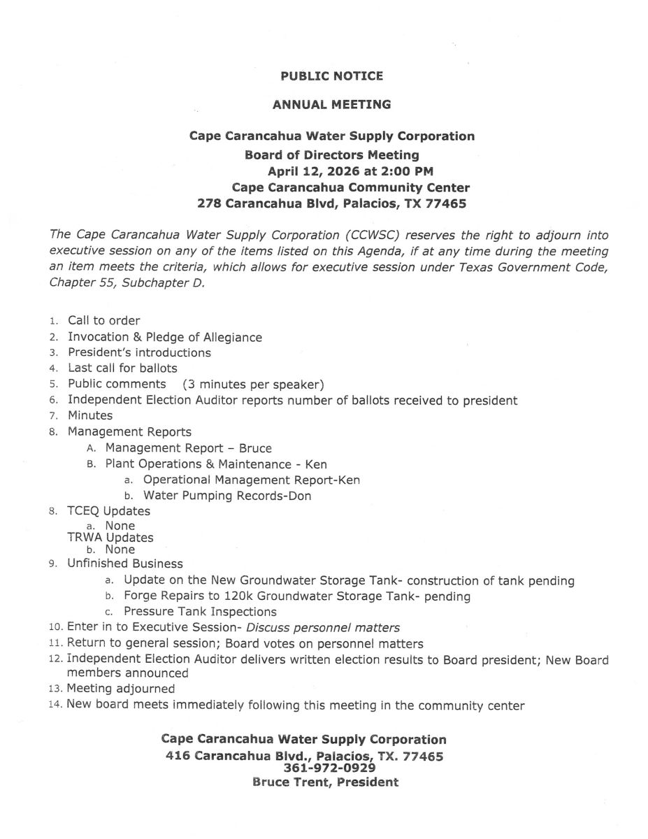 BOD Meeting Agenda 4/12/26